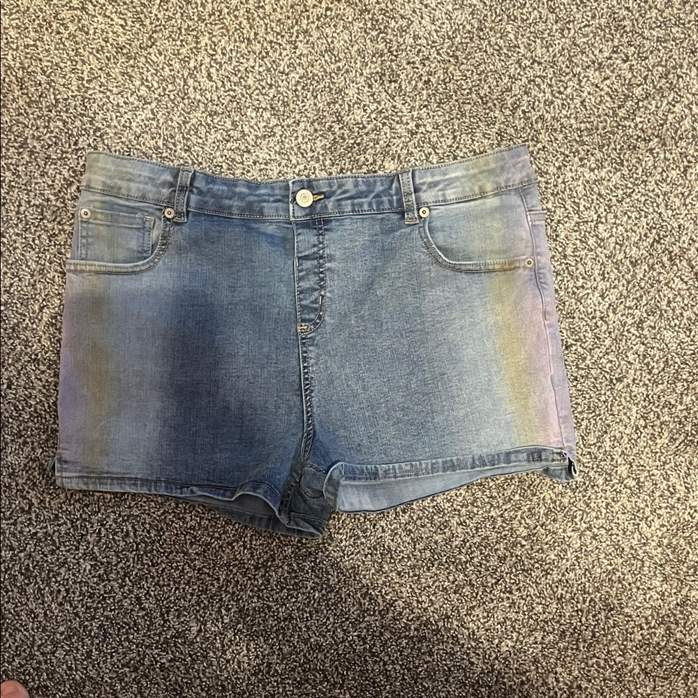 Denim Blue kids Shorts with rain bow one the sides